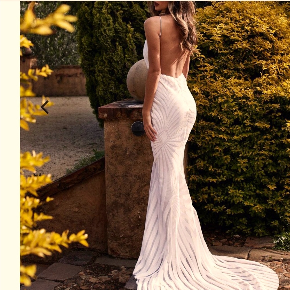 XS White sequin mermaid gown